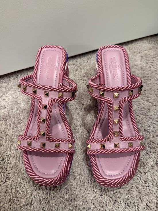 Valentino Shoes - Valentino GaravaniWomen's Rockstud Espadrille Platform Slides Sz 38